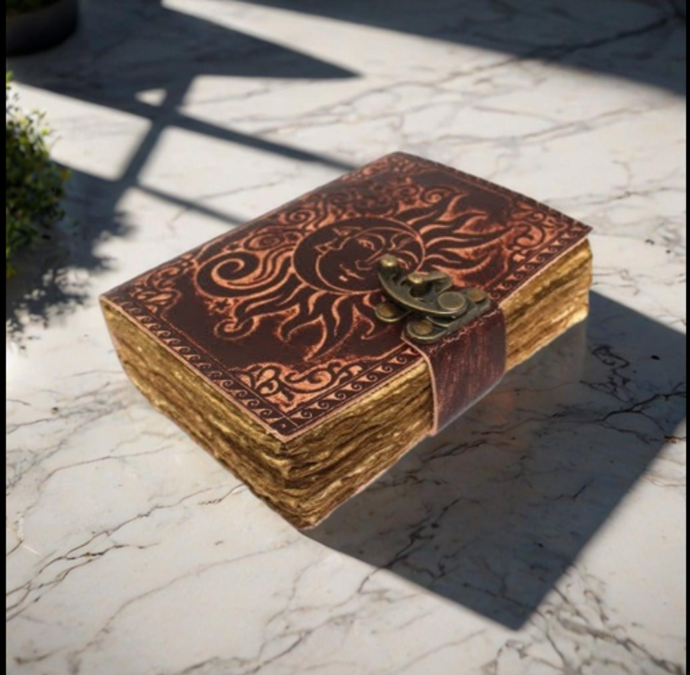 Handmade Vintage Brown Leather Journal - Celtic Blank Notebook TK2-image