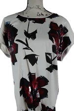 Lafayette 148 Womens Pullover Blous Size Large Floral Viscose Flowing Colorful