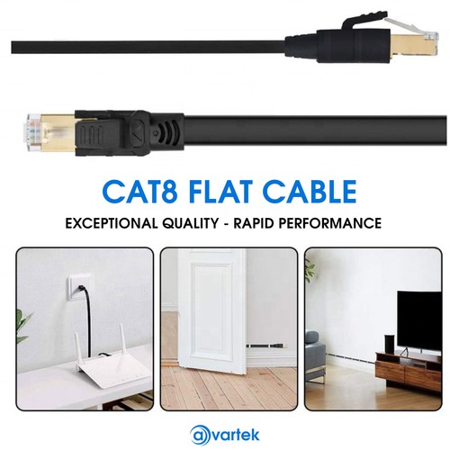 RJ45 CAT8 NETWORK CABLE FLAT SHIELDED ETHERNET LAN HIGH SPEED 2000MHz 40GBPS LOT - Picture 10 of 13