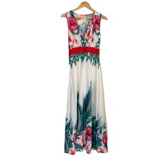 Rare Vintage Seventies Tropical Hibiscus Maxi Dress with Side Zip No Tag Size 4
