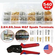 540x Male Female Spade Splice Connectors Wire Crimp Terminals Assortment Kit