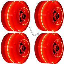 4 Pack 32 x 58 mm 78A Light Up Roller Skate Wheels with Bearings Installed fo...