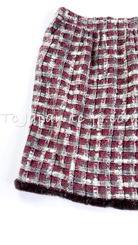 CHANEL 05A Rabbit FurTrim RaspberryBrown Tweed Jacket Skirt Suit 38 US6 Pristine - Picture 15 of 24