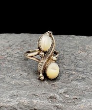 SZ 5.5 VTG Navajo Sterling Silver Native Mother Of Pearl Shell Estate Ring 925