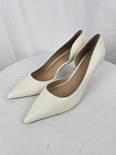 Nuevo sin caja Quince Marfil Punta Cuero Italiano 75Mm Dorsay Zapatos de salón Talla 10