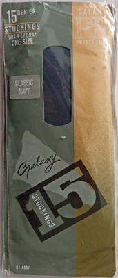 Pretty Polly One Size Vintage 15 Den Glattstrick Galaxy Strümpfe in Navy