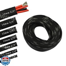 30ft PET Expandable Sleeving Wire Cable Sleeve 1/6", SilverandBlack 