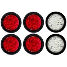 Qty 10- 4 Inch Red 28 Led Round Stopturntail Brake Truck Light With Rubber...