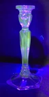 Vtg 1920's Fenton Uranium Glass Lavender Lilac Candlestick Holder 3 7/8" x 8 1/2