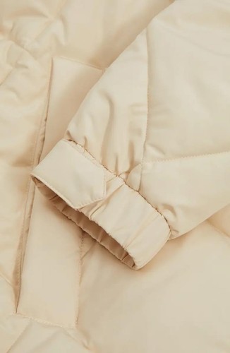 $500 - REISS Thea Diamond Quilted Puffer Parka in Cream Size L - Picture 7 of 8
