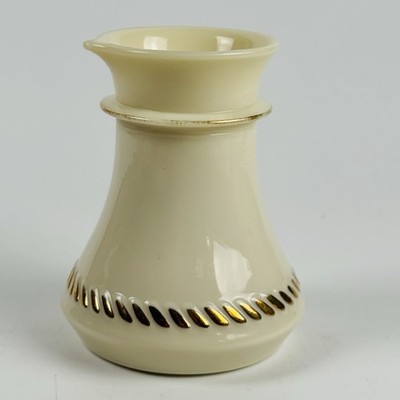 Wheaton Ware Custard Glass with Gold Accent 4'' Creamer Syrup Pitcher Vintage