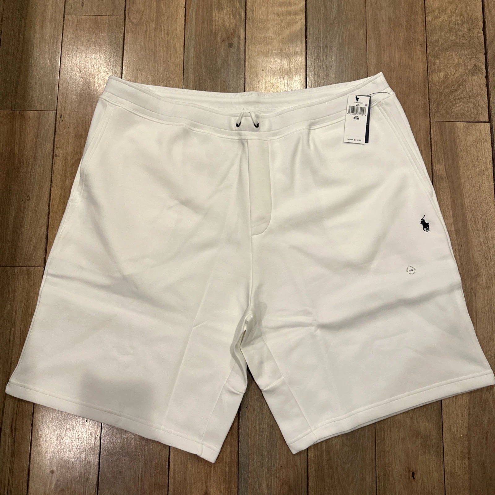 POLO RALPH LAUREN Men's 4XB White Double Knit Tech Sweat Shorts
