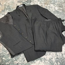 Vintage Emuo Bruzzi South Africa Wool 3 Piece Suit Pin Stripe Suit