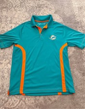 Miami Dolphins Polo Shirt Teal Orange Logo NFL Mens Medium Football