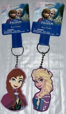 DISNEY'S FROZEN KEY CHAIN SET! ELSA & ANA RUBBER HALF BODY CLIP-ON KEY RING