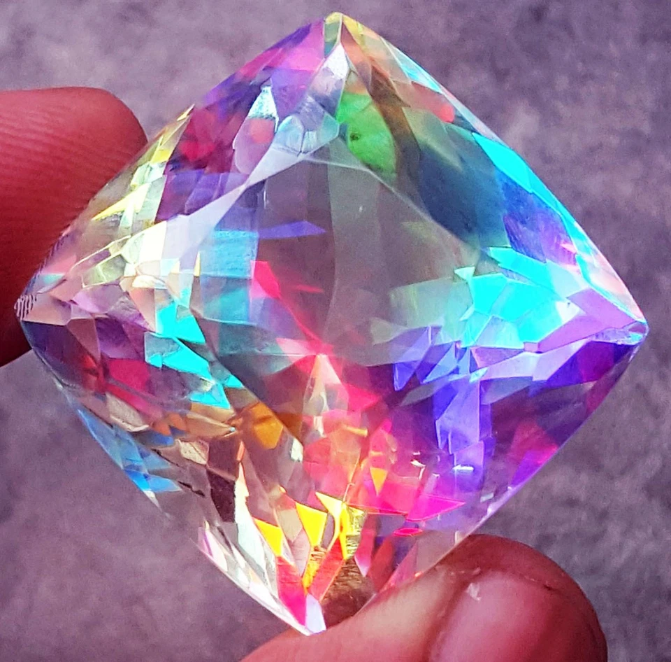 Certified Cushion Cut 65 To 70 Ct Mystic Quartz In Rainbow Color Loose Gemstone - Image 2 of 4
