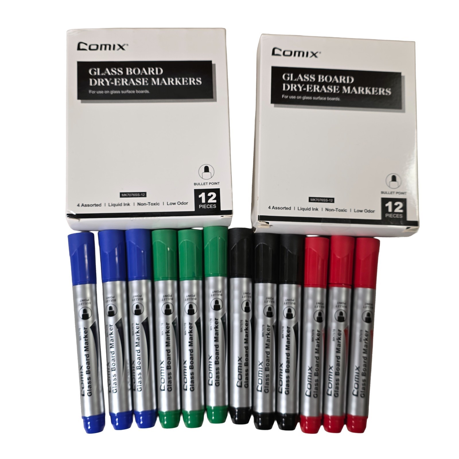 Comix Dry Erase Markers Bullet Tip 4-Color Assortment 36-Pack Low Odor