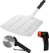 COZZE Geschenkset mit Pizzaschaufel Thermometer Pizzaschneider