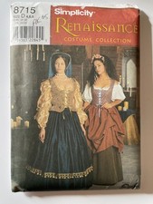 Simplicity Renaissance Tudor Medieval Costume Cosplay Size 4-8 Pattern 8715 New