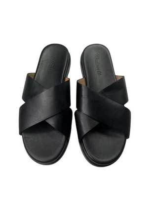 MADEWELL Women's Black The Louisa Crisscross Slide Leather Minimalist  Size 9