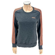 ADIDAS ESSENTIALS Fleece 3-Stripes Sweatshirt Women  s SIZE SMALL Gray Coral Top