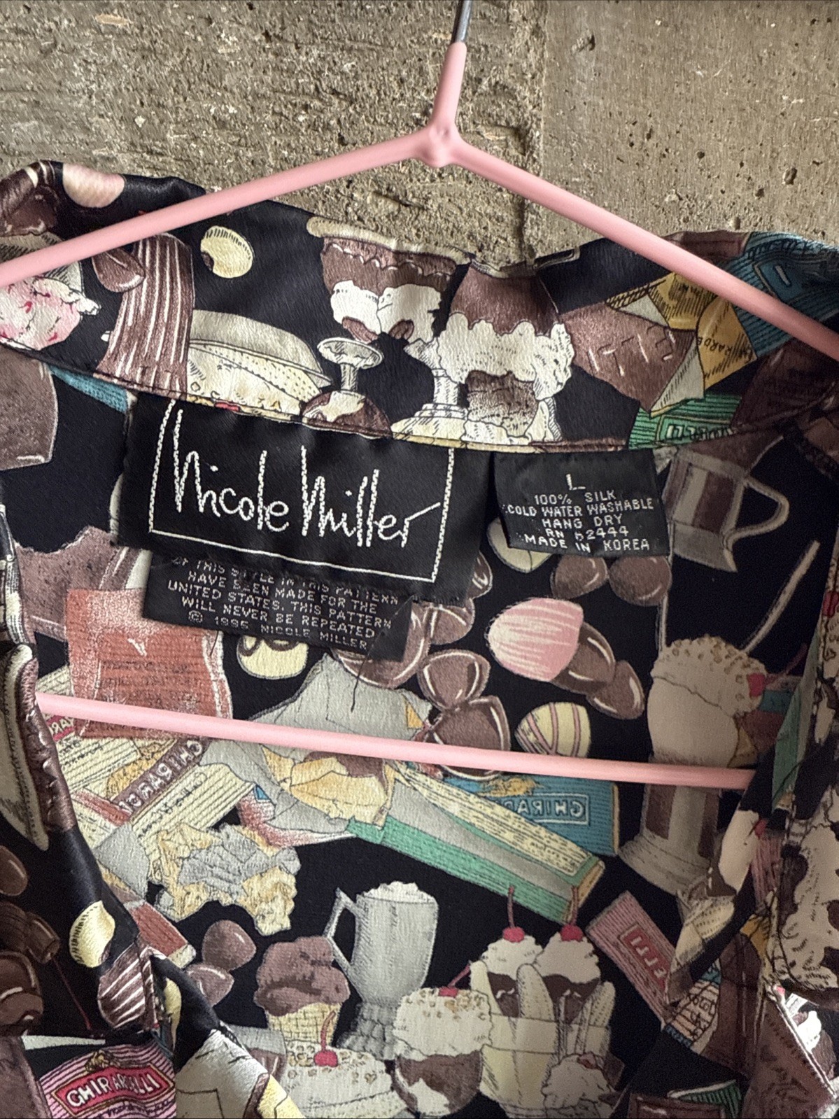 1994 Nicole Miller Ghiradelli Ice Cream Shirt Size L~ Limited Edition ~ Rare