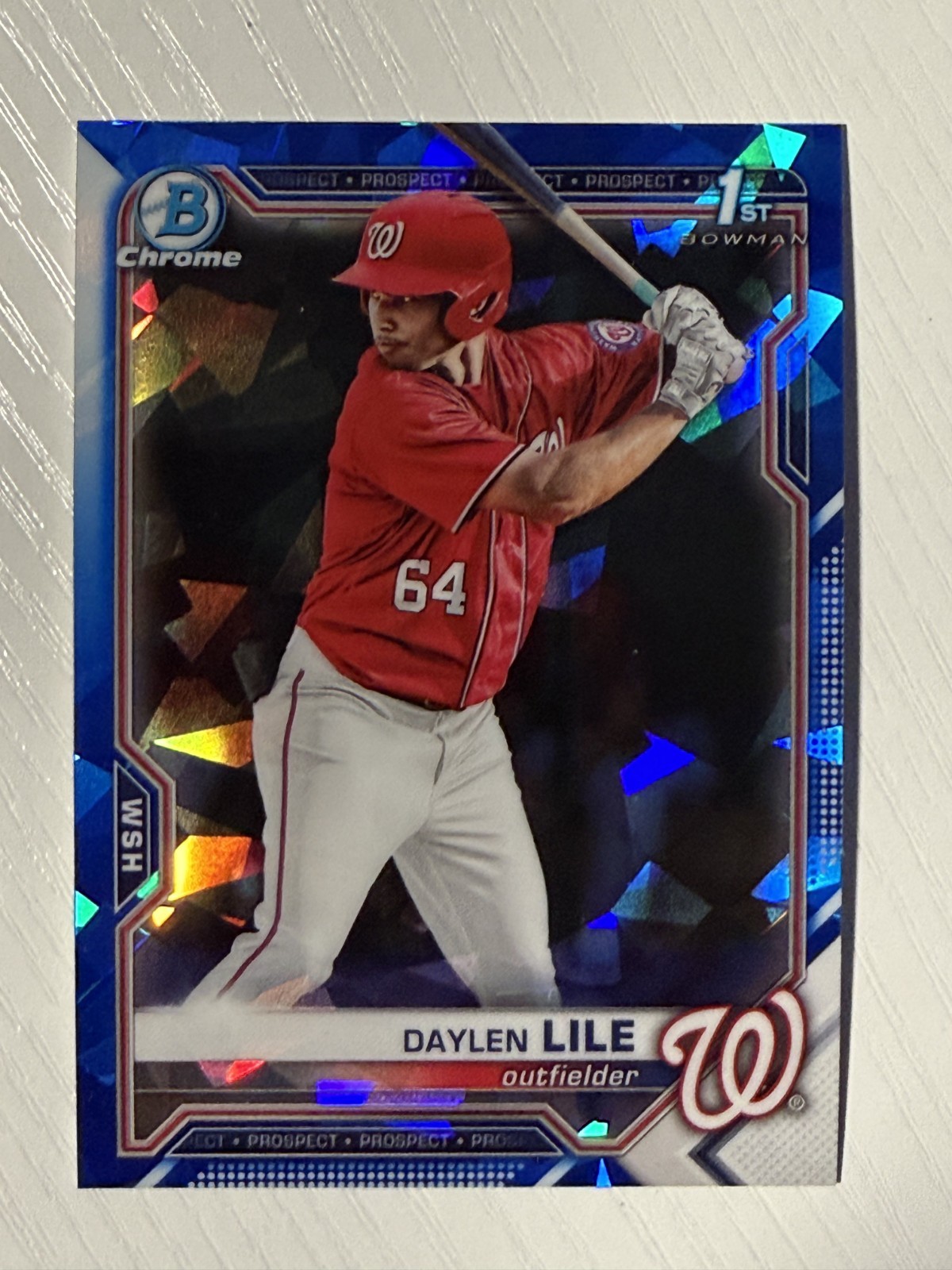 Daylen Lile 2021 Bowman Draft Chrome Prospects Sapphire #BDC-18 Nationals