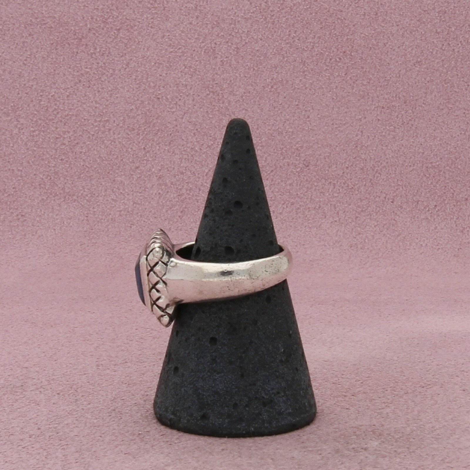 sterling silver quilted pattern lapis lazuli squa… - image 2