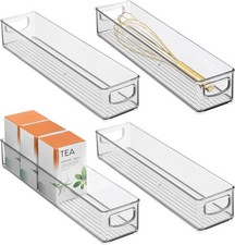 Slim Clear Plastic Stora Bin, Extra Long Narrow Staable