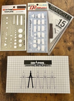 Drapas Drafting Instrument Set Triangular Ruler Template Mechanical Pencil