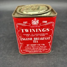 Vintage Twinings English Breakfast Tea 4 Oz. Tin - Red , Pry-Off Lid