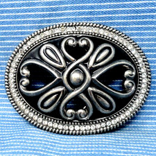 Western Floral Scroll Belt Buckle Cowgirl Rhinestones Statement Vtg 90s .TWY988