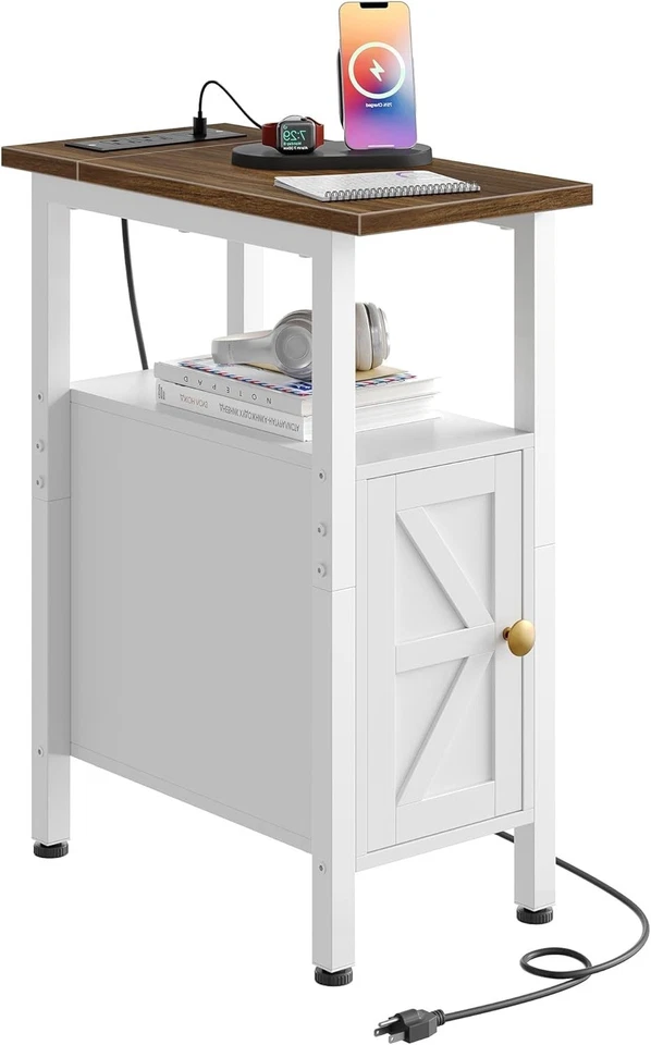 Farmhouse End Table, Narrow Side Table for Small Spaces, Slim Nightstand with... - Image 2 of 4