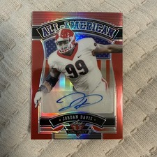 Jordan Davis Leaf Valiant All-American Red Auto /6 Georgia Bulldogs