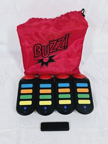 Buzz Wireless Buzzers Controllers PS3 x4 With Dongle And Bag - Great Condition