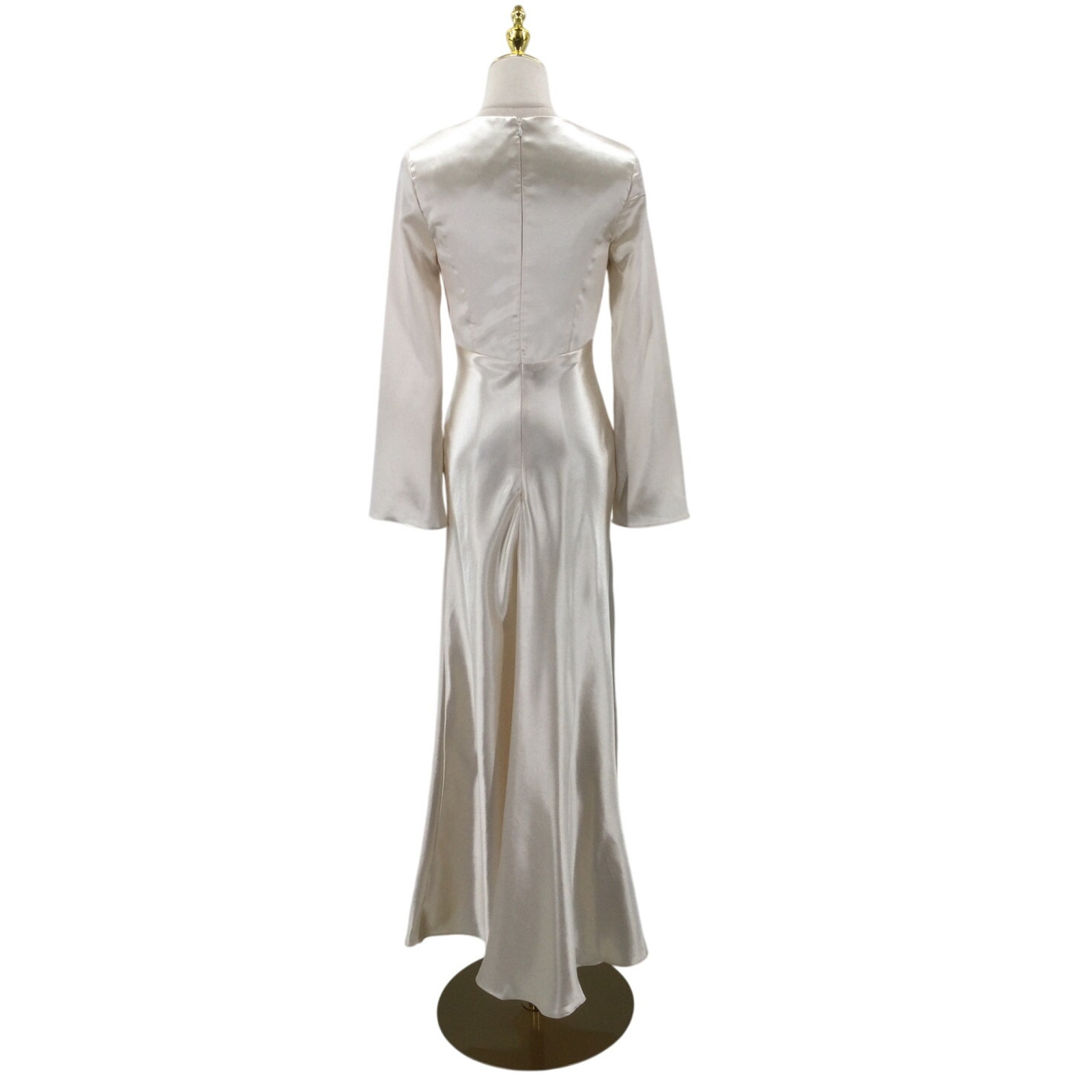 AW BRIDAL 6 S Ivory off white Ginevra satin Long Sleeve maxi dress NEW B78 thumbnail 4
