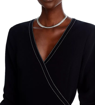 NWT - CINQ À SEPT 'Chelsea' Crepe Wrap-Front Mini-Dress, Black/Ivory - Size 6