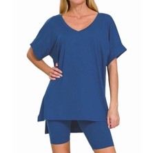 ZENANA - Small Buttery Soft Top w Biker Shorts Set