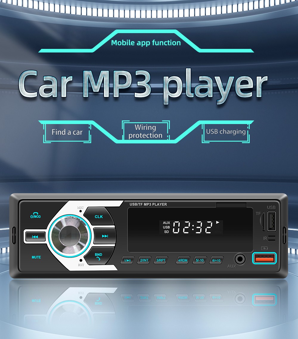 Autoradio 7" 1 DIN MP3 con FM USB Bluetooth vivavoce telecomando TF AUX foto 2