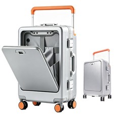 Apelila 20 Inch Hardshell Carry on Luggage, Wide Handle Suitcase, Silver