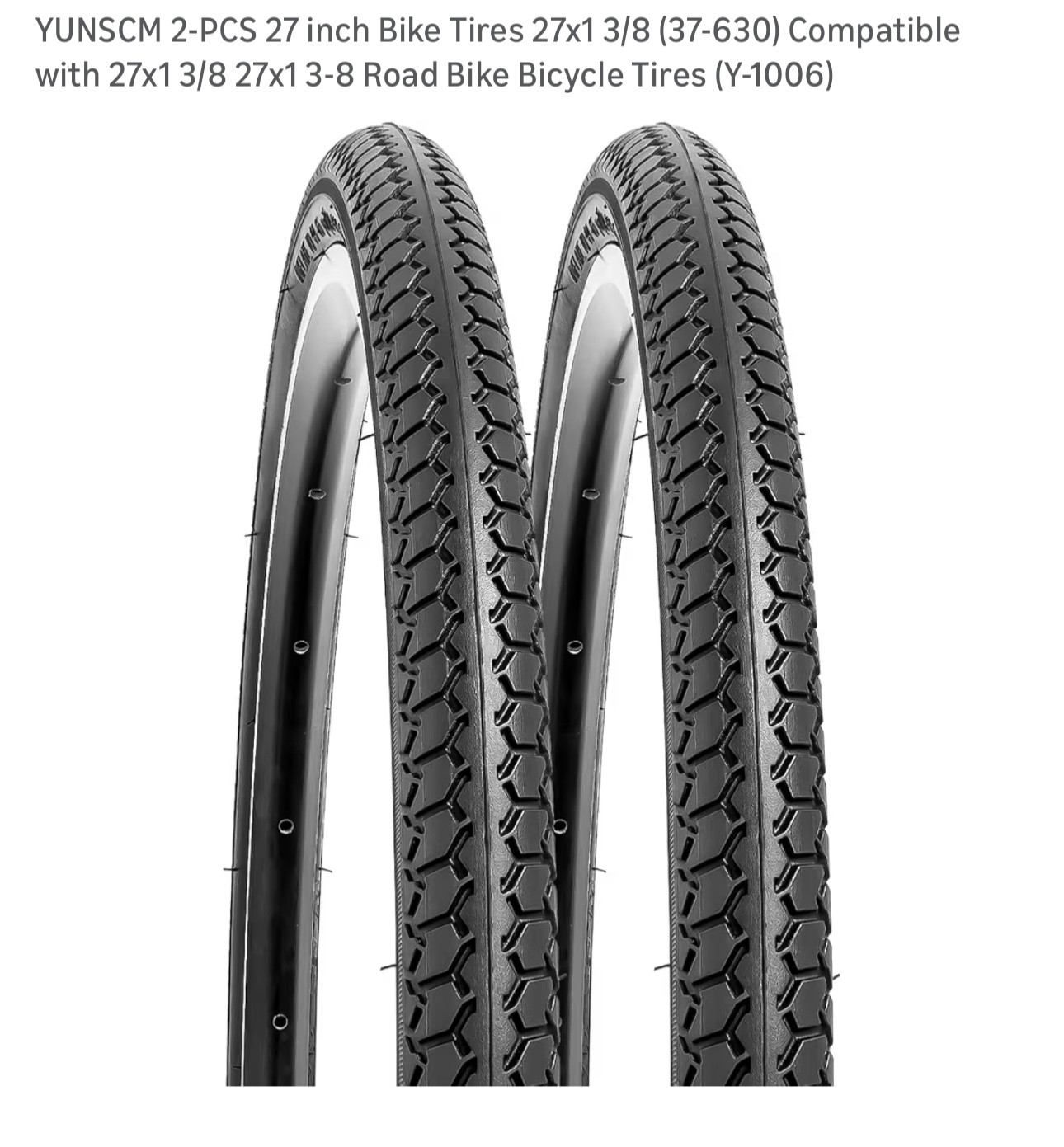 YUNSCM 2-PCS 27 inch Bike Tires 27x1 3/8 (37-630) Compatible with 27x1 3/8 27x1