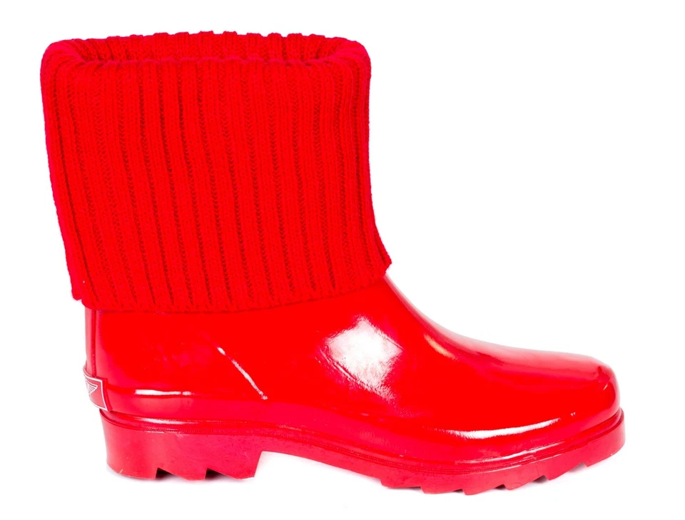 Botas de lluvia para mujer talla 6 impermeables tejidas puño suela de goma invierno zapatos cálidos Foto 4 de 4