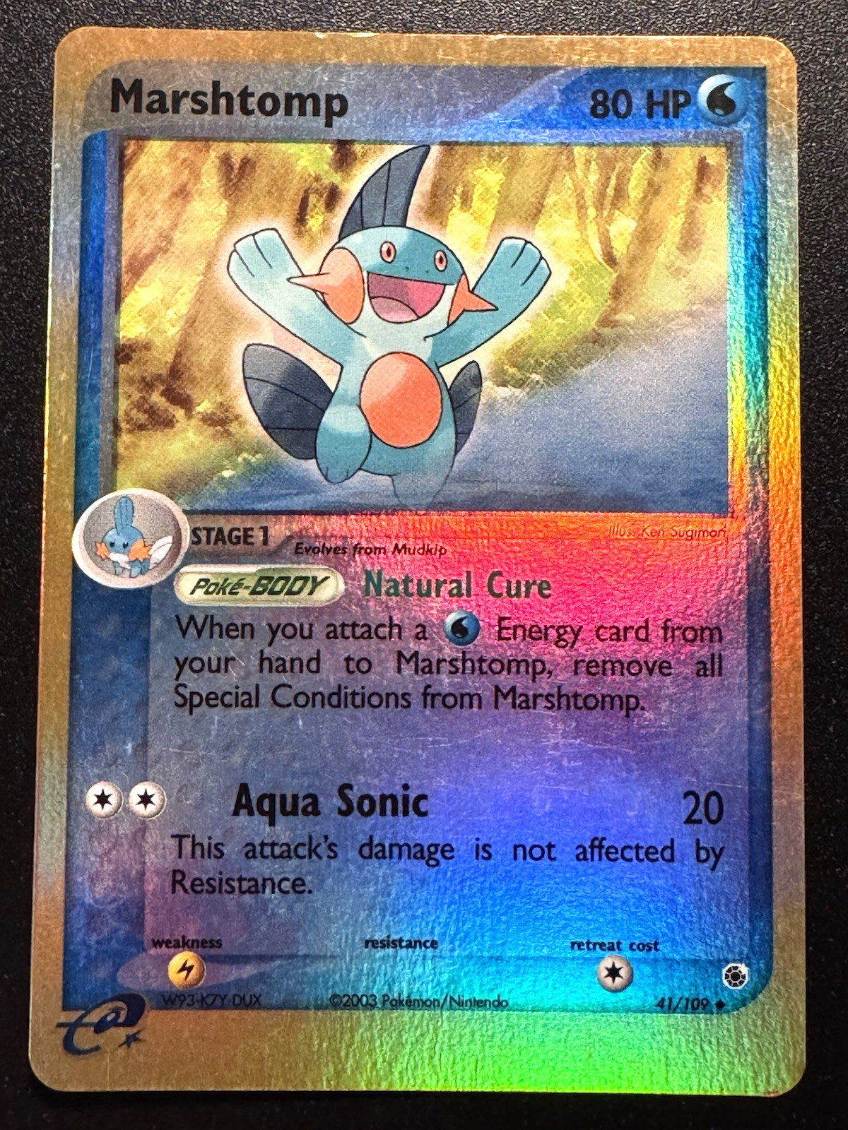 Marshtomp 41/109 EX Ruby & Sapphire Pokemon Card Reverse Holo Foil Rare MP