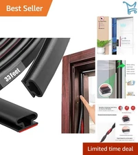 Rubber Door Seal Strip Self Adhesive Weatherproof Soundproof 33ft black