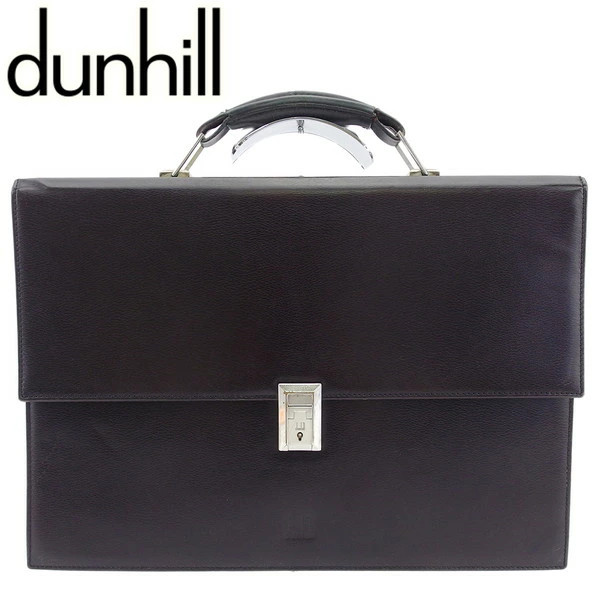 A pre-owned Dunhill leather briefcase with the long-tail logo — quietly signals serious taste without screaming for attention.