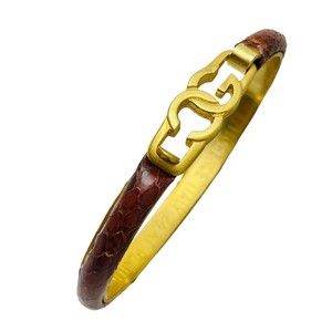 Authentic Vintage signed FLORENCE Italy 24k gold plated snake skin bangle bracelet