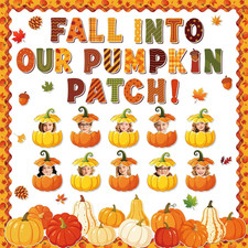 97 Pcs Fall Bulletin Board Decorations Pumpkin Maple Leaves Cutouts Classroom