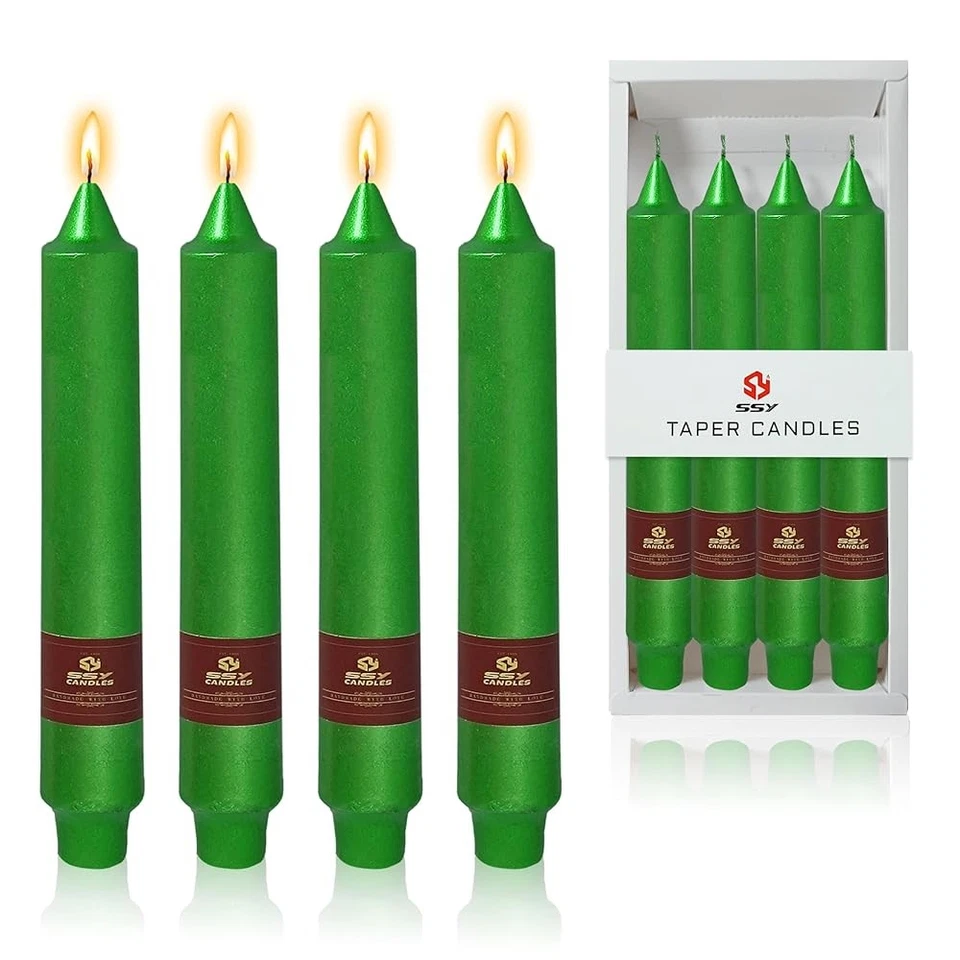 Paquete de 8 velas de pilar decoración del hogar velas cónicas sin perfume 9" velas de cena 10H Foto 4 de 4