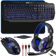 Ritz Gear 4-in-1 Gaming Kit Blue   Keyboard, Mouse, Pad  Headset