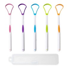 5 Pieces Tongue Scraper Cleaner for Adult  Kids, Colorful Plastic Tongue Bru...